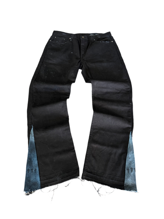 1/1 blacked out denim flared-36-32