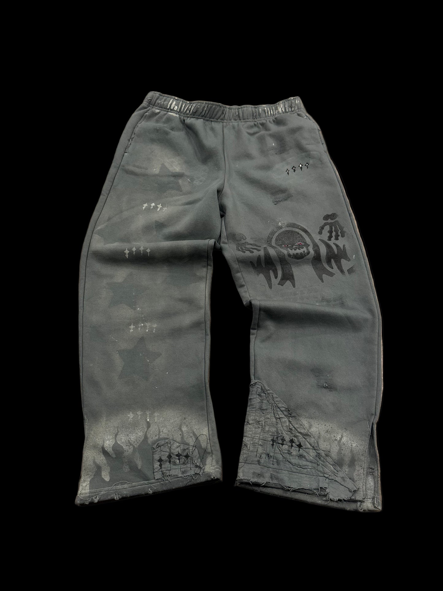 1/1 Concrete head tap Rhinestone sweats-XL