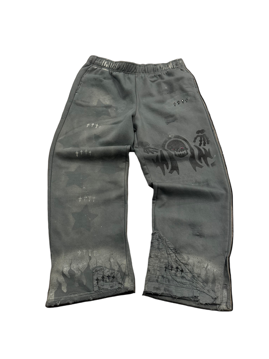 1/1 Concrete head tap Rhinestone sweats-XL