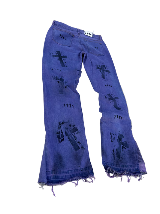 1/1 purple thunder distressed PXD denim jeans 34-34